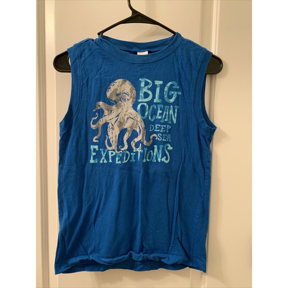 Gymboree Boys Ocean Theme Sleeveless Top Muscle Shirt Graphic Size 10 Blue